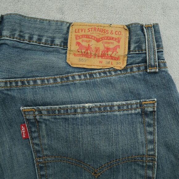 Levi's 559 Jeans Mens Size 34x30 Blue Relaxed Straight 100% Cotton Denim Pants - Picture 6 of 16